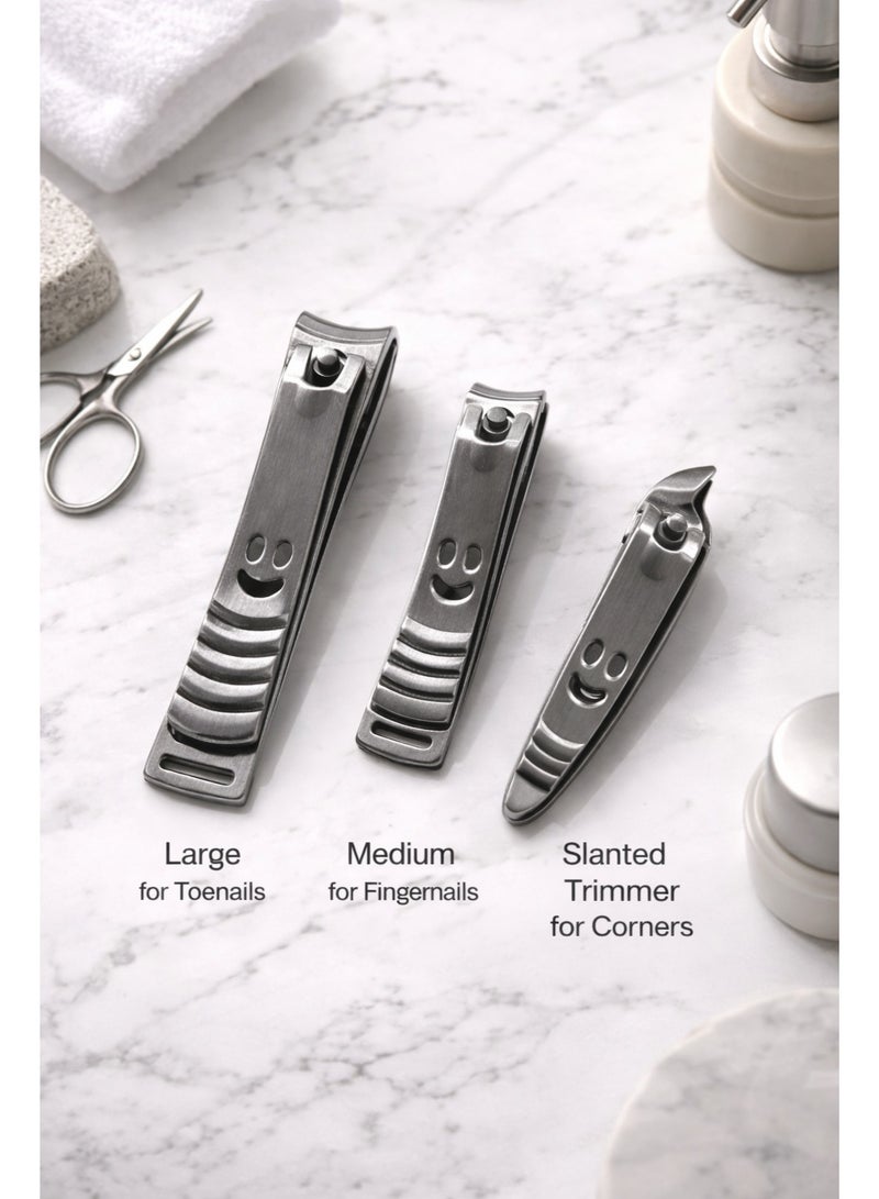 MAXLADY 3-Piece Nail Clipper Set with Slanted Trimmer – Stainless Steel Nail Cutters for Fingernails & Toenails – Home & Travel Use - Image 3